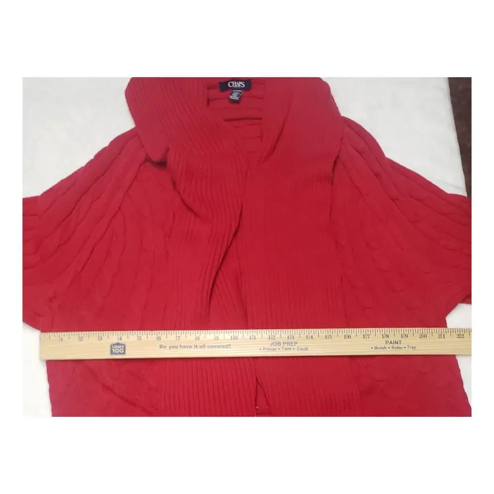Chaps Women’s Plus 2X Red Cable Knit Waterfall Cardigan Sweater Cozy Cabincore